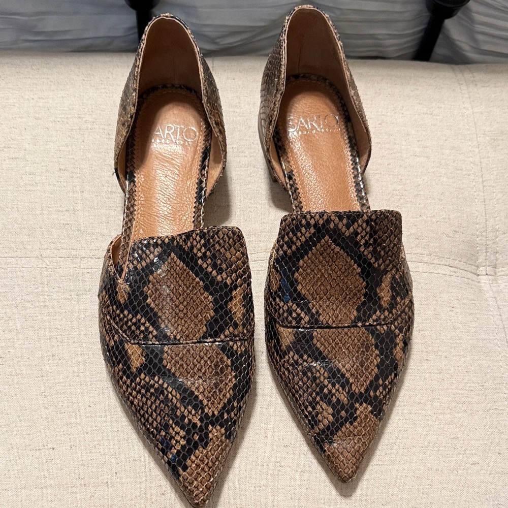 Franco Sarto Brown Snake Print Flats